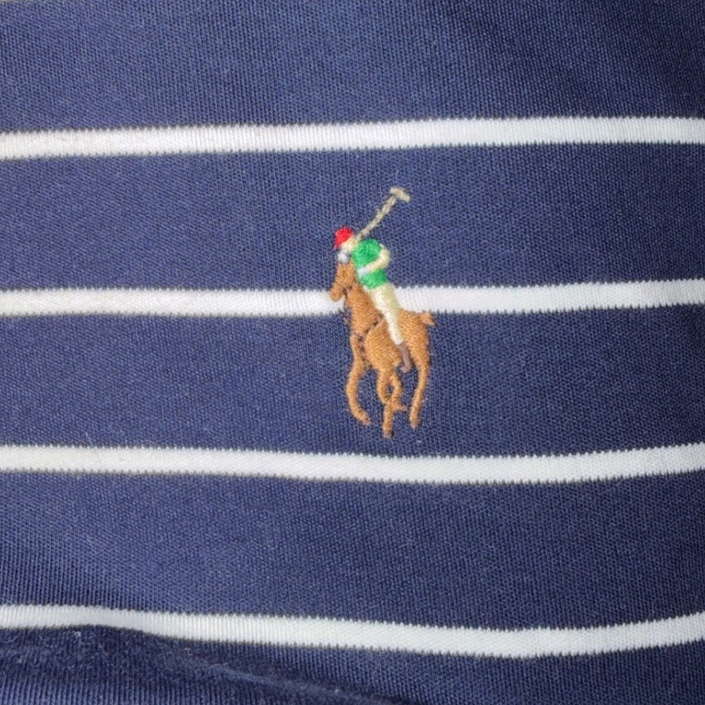 Polo Ralph Lauren Mens XL Classic Fit Striped Polo Shirt Navy Blue White M2 - Picture 5 of 7